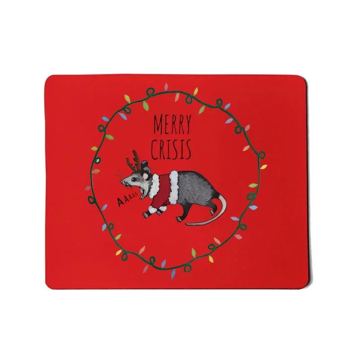 Festive Opossum Merry Crisis Merry Christmas Mousepad