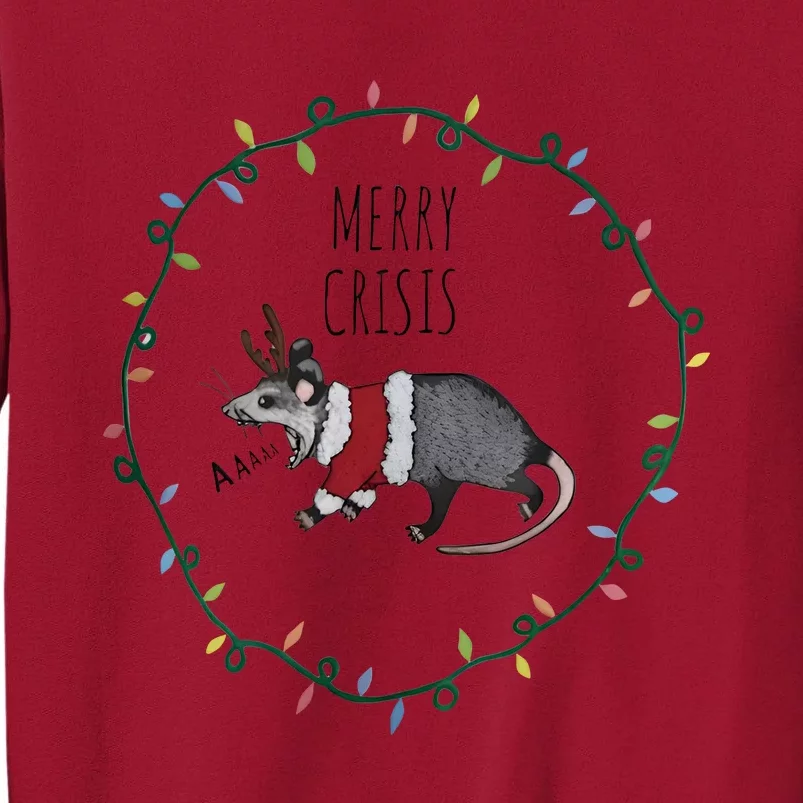 Festive Opossum Merry Crisis Merry Christmas Tall Sweatshirt