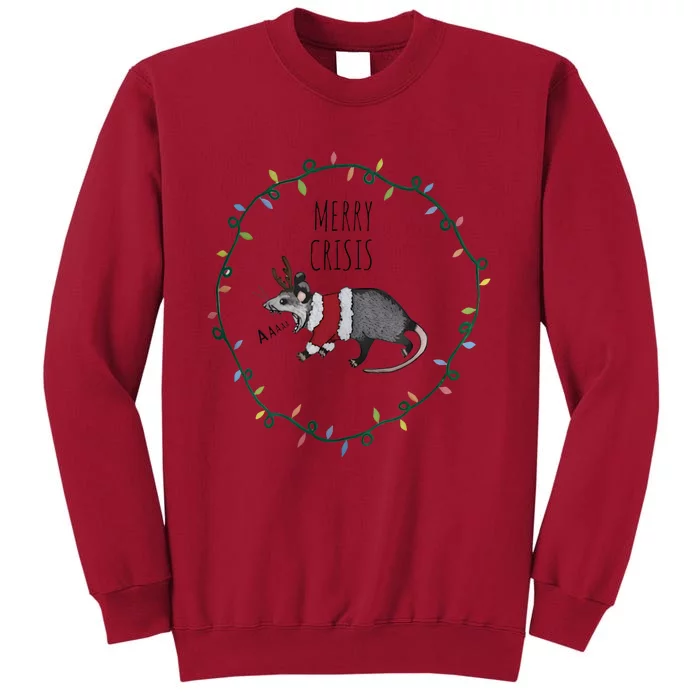 Festive Opossum Merry Crisis Merry Christmas Tall Sweatshirt