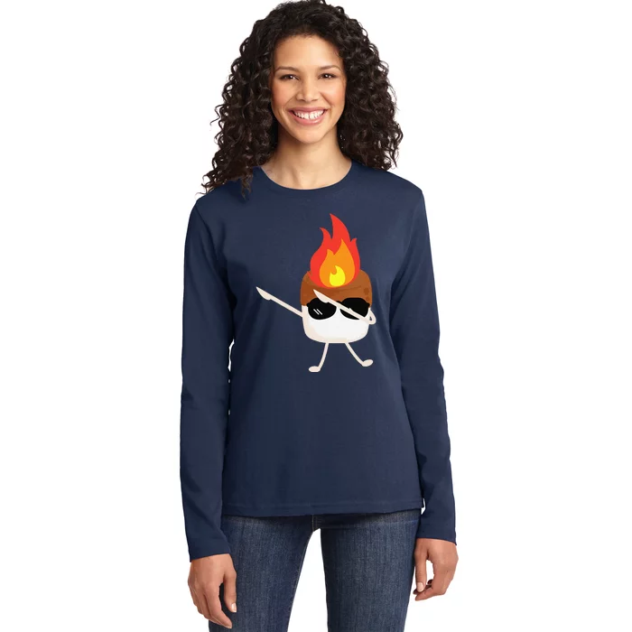 Flame On Marshmallow Ladies Long Sleeve Shirt