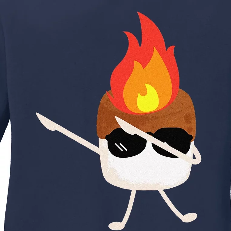 Flame On Marshmallow Ladies Long Sleeve Shirt