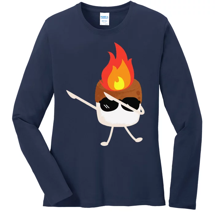 Flame On Marshmallow Ladies Long Sleeve Shirt