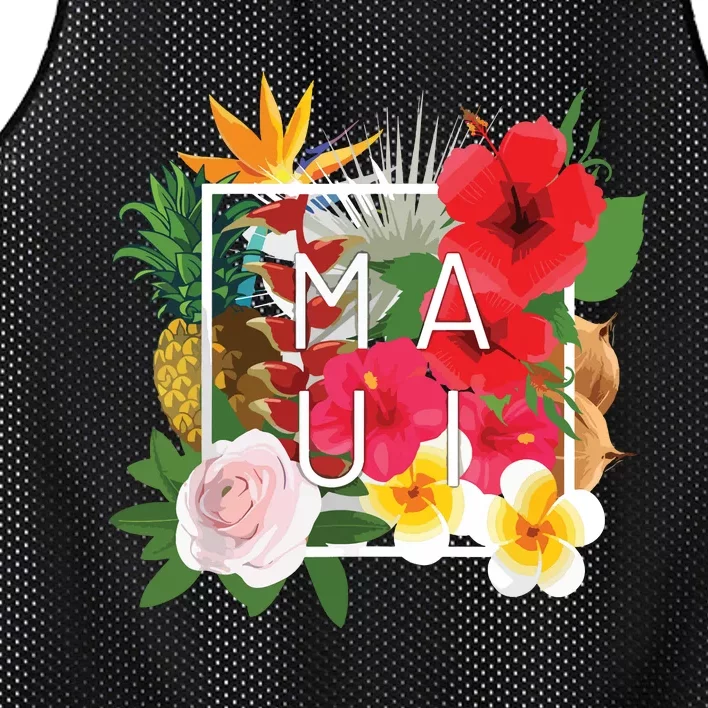 Flowers Of Maui Word Art Hawaiian Island Souvenir Mesh Reversible Basketball Jersey Tank