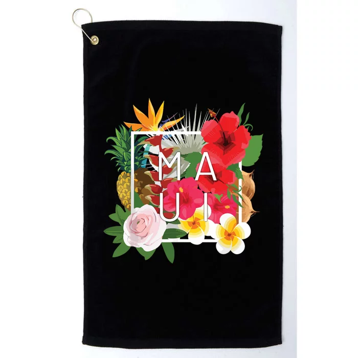 Flowers Of Maui Word Art Hawaiian Island Souvenir Platinum Collection Golf Towel