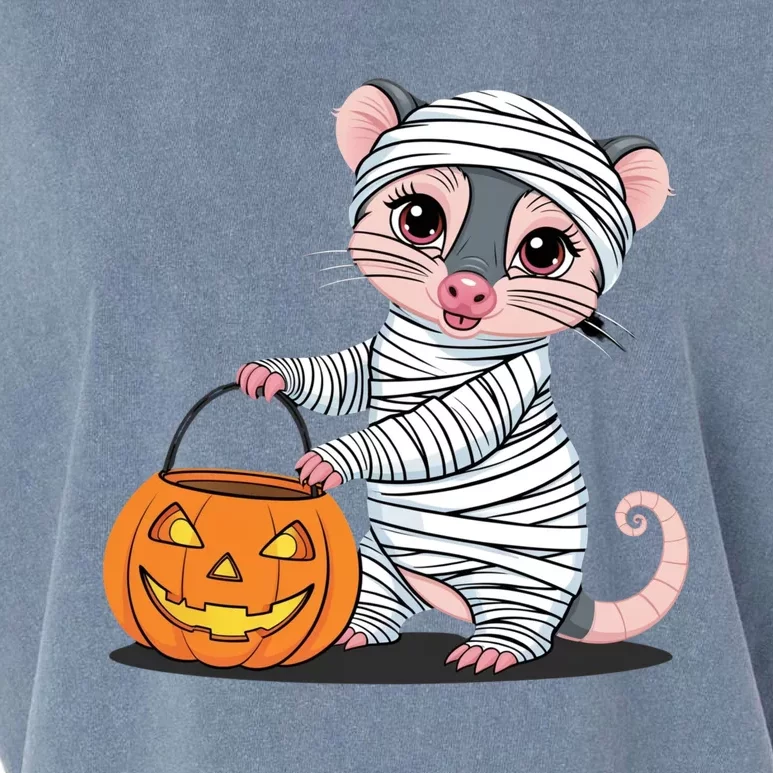 Funny Opossum Mummy Pumpkin Trick Or Treat Halloween Design Garment-Dyed Women's Muscle Tee