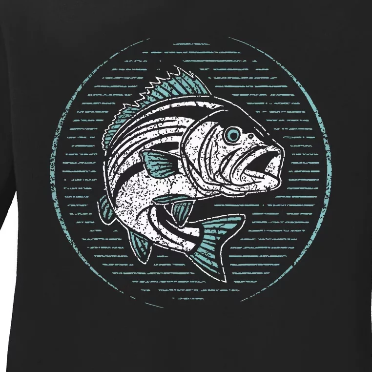 Fishing Outdoor Nature Wildlife Fish Fisherman Graphic Ladies Long Sleeve Shirt