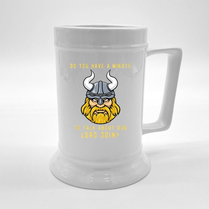 Funny Odin Norse God Viking Gift Front & Back Beer Stein