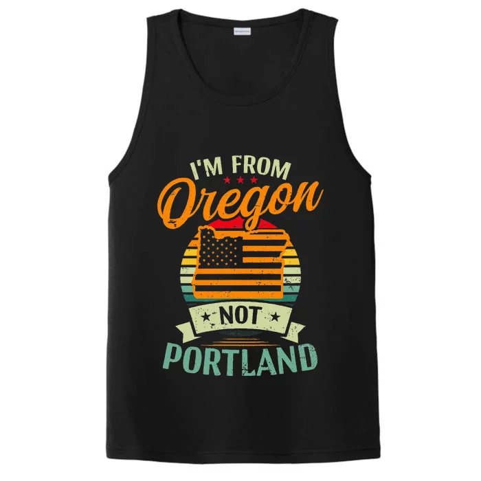 From Oregon Not Portland American Flag Design Oregon State Performance Tank