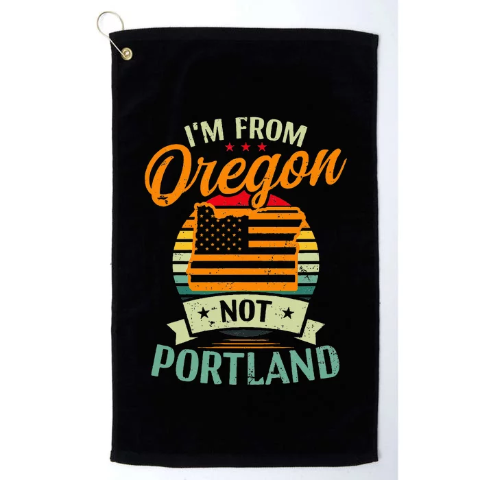 From Oregon Not Portland American Flag Design Oregon State Platinum Collection Golf Towel