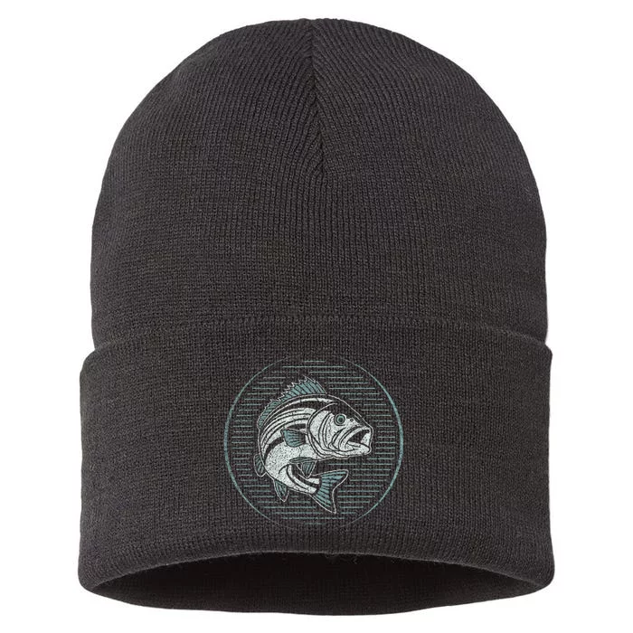 Fishing Outdoor Nature Wildlife Fish Fisherman Graphic Sustainable Knit Beanie