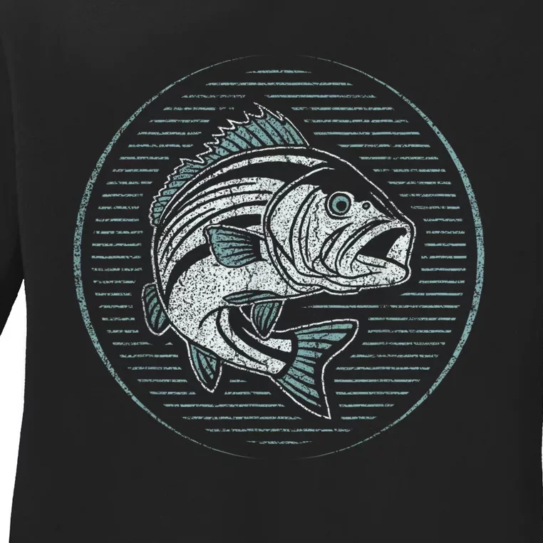 Fishing Outdoor Nature Wildlife Fish Fisherman Graphic Ladies Long Sleeve Shirt