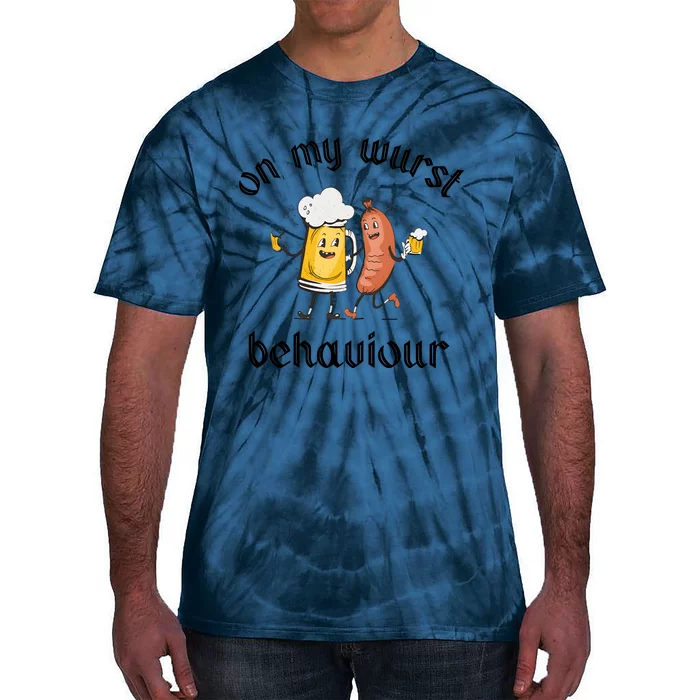 Funny Oktoberfest On My Wurst Behaviour Beer Hot Dog Drinking Team Tie-Dye T-Shirt