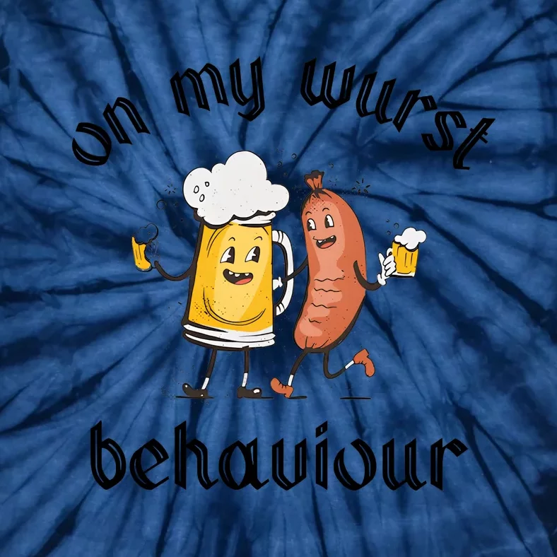 Funny Oktoberfest On My Wurst Behaviour Beer Hot Dog Drinking Team Tie-Dye T-Shirt