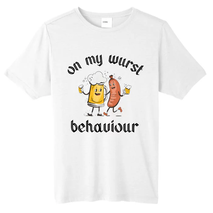 Funny Oktoberfest On My Wurst Behaviour Beer Hot Dog Drinking Team ChromaSoft Performance T-Shirt