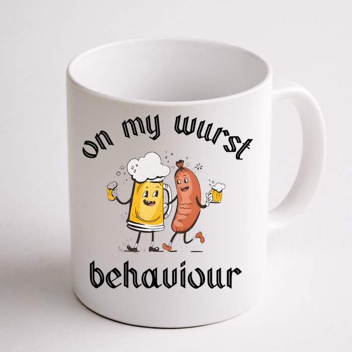 Funny Oktoberfest On My Wurst Behaviour Beer Hot Dog Drinking Team Front & Back Coffee Mug