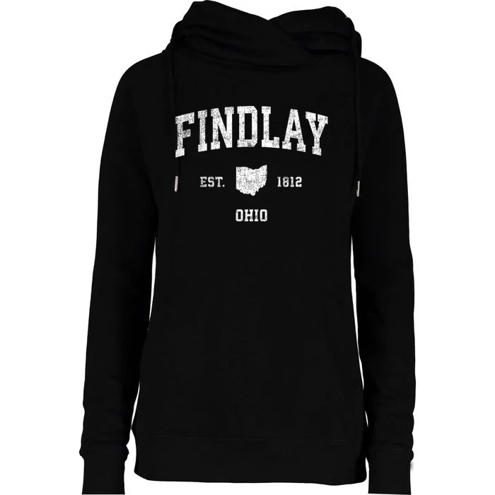 Findlay Ohio Oh Vintage Sports Womens Funnel Neck Pullover Hood