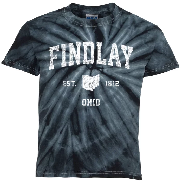 Findlay Ohio Oh Vintage Sports Kids Tie-Dye T-Shirt