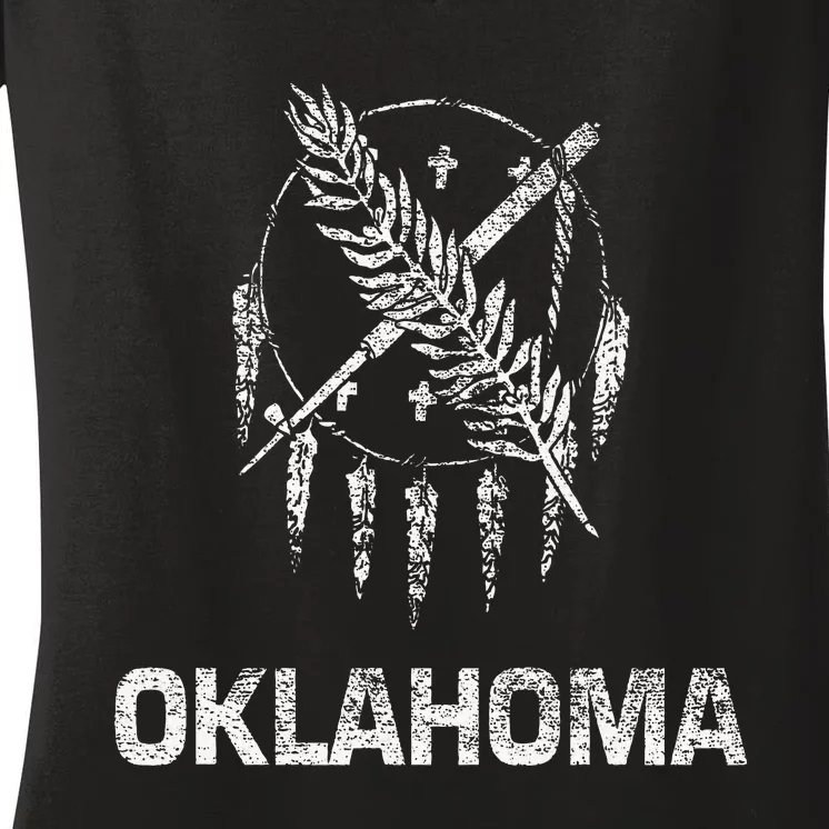 Flag Of Oklahoma The Sooner State Tulsa Norman Edmond Women's V-Neck T-Shirt