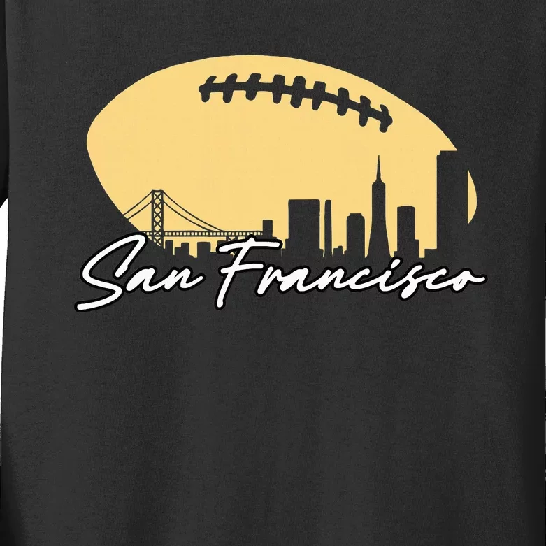 Football Outline Of Your City San Fran Kids Long Sleeve Shirt