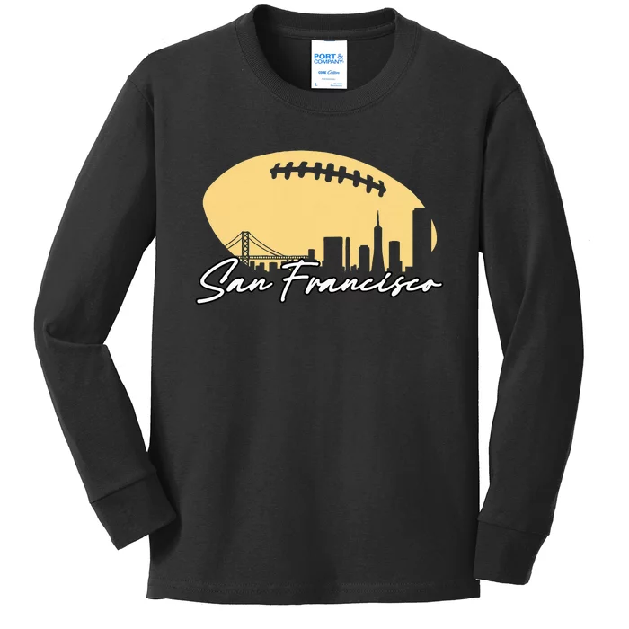 Football Outline Of Your City San Fran Kids Long Sleeve Shirt