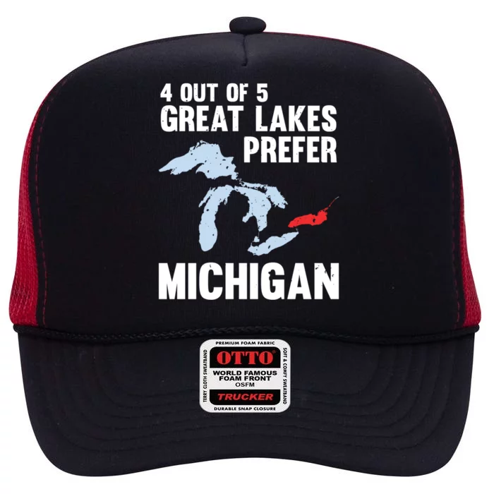 Four Out of Five Great Lakes Prefer Michigan Tee High Crown Mesh Trucker Hat