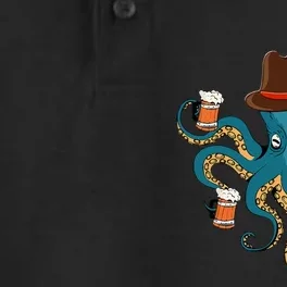 Funny Oktoberfest Octopus With Beer German Hat Oktoberfest Dry Zone Grid Performance Polo