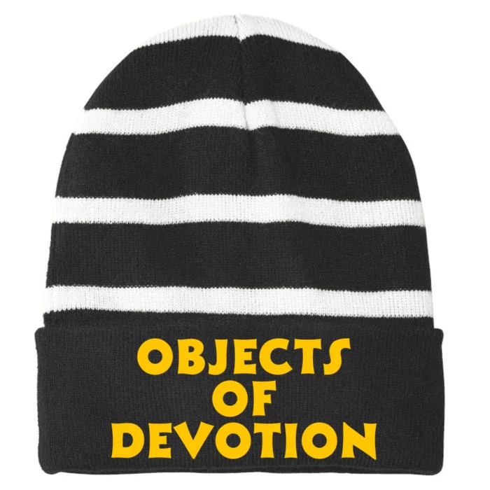 Funny Objects Of Devotion Striped Beanie with Solid Band