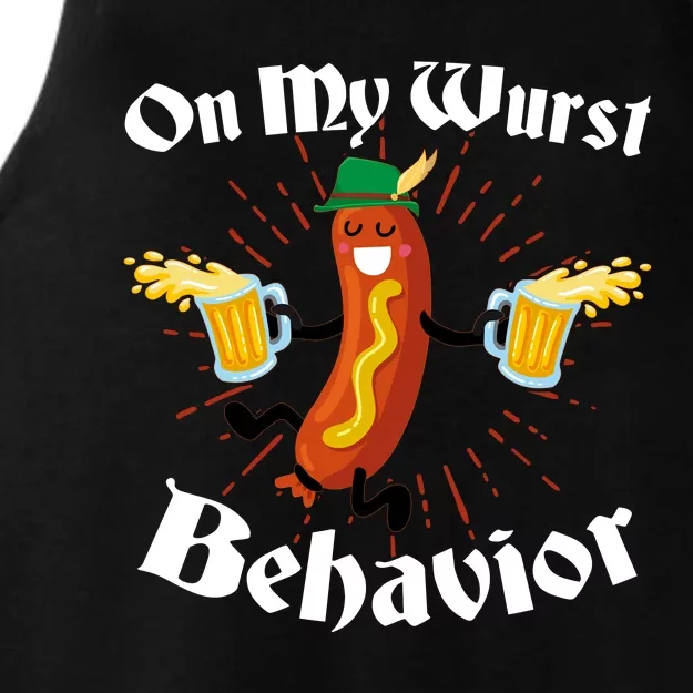 Funny Oktoberfest On My Wurst Behavior Ladies Tri-Blend Wicking Tank