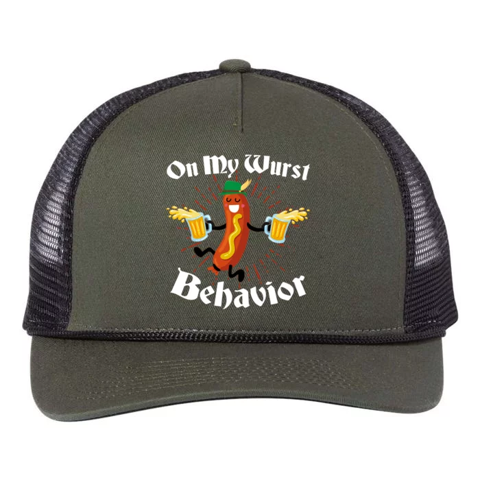 Funny Oktoberfest On My Wurst Behavior Retro Rope Trucker Hat Cap