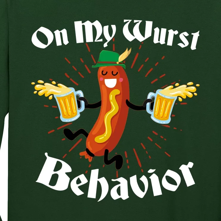 Funny Oktoberfest On My Wurst Behavior Long Sleeve Shirt