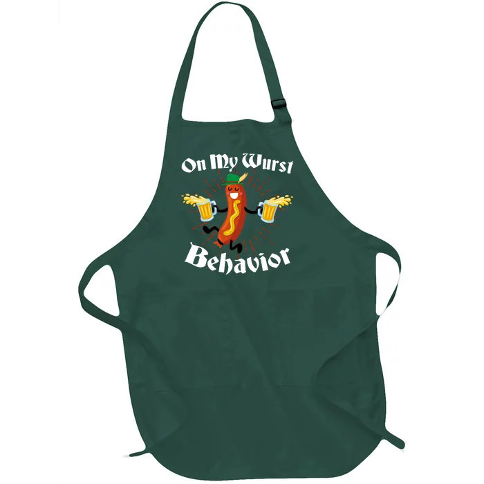 Funny Oktoberfest On My Wurst Behavior Full-Length Apron With Pocket