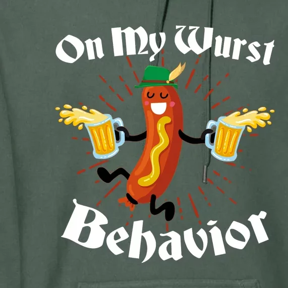 Funny Oktoberfest On My Wurst Behavior Premium Hoodie