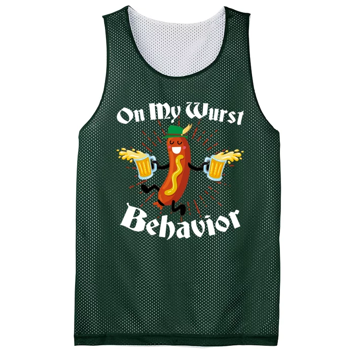 Funny Oktoberfest On My Wurst Behavior Mesh Reversible Basketball Jersey Tank