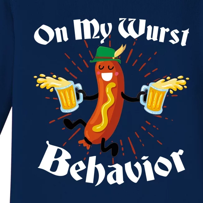 Funny Oktoberfest On My Wurst Behavior Baby Long Sleeve Bodysuit