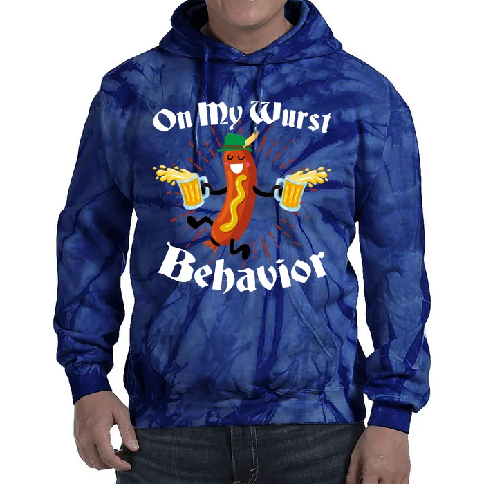 Funny Oktoberfest On My Wurst Behavior Tie Dye Hoodie