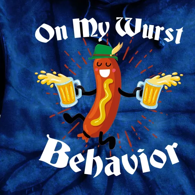 Funny Oktoberfest On My Wurst Behavior Tie Dye Hoodie