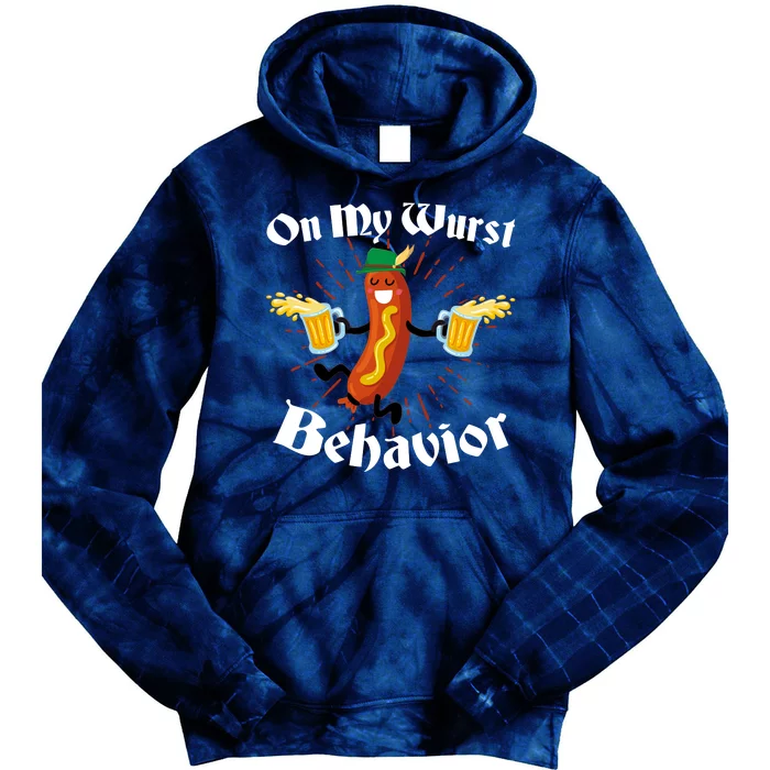 Funny Oktoberfest On My Wurst Behavior Tie Dye Hoodie