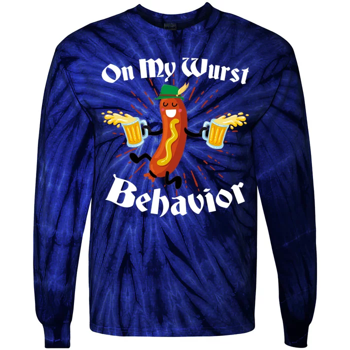 Funny Oktoberfest On My Wurst Behavior Tie-Dye Long Sleeve Shirt