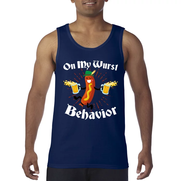 Funny Oktoberfest On My Wurst Behavior Tank Top