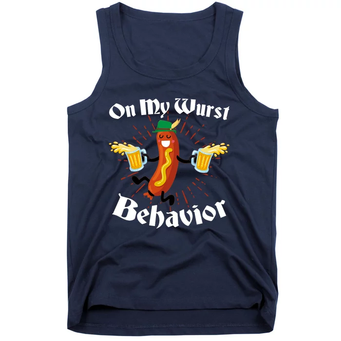 Funny Oktoberfest On My Wurst Behavior Tank Top