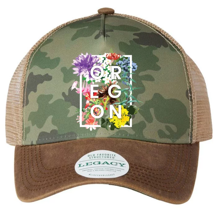 Flowers Of Oregon Word Art Oregonian Pride Legacy Tie Dye Trucker Hat