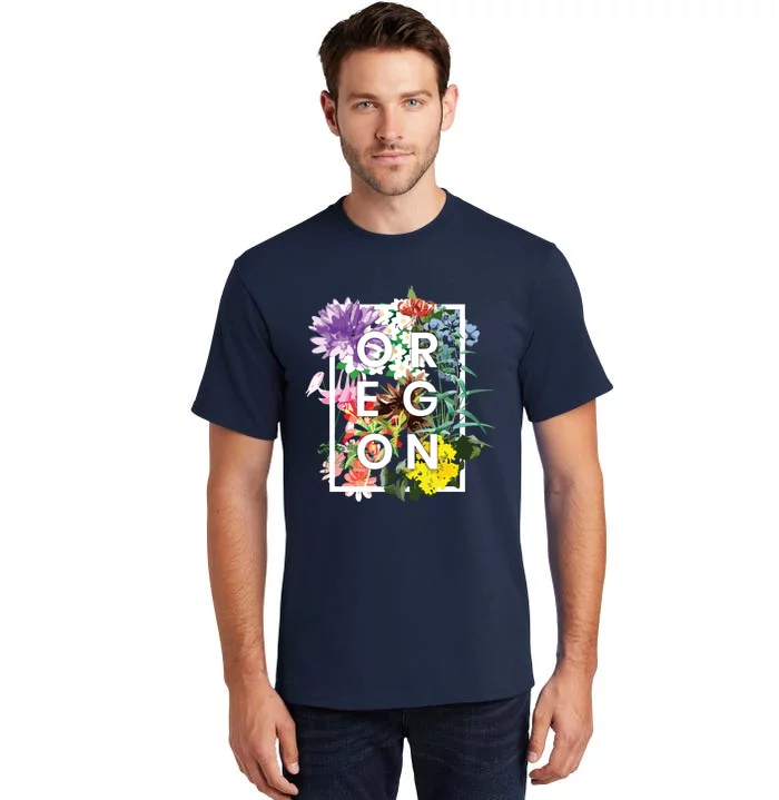 Flowers Of Oregon Word Art Oregonian Pride Tall T-Shirt