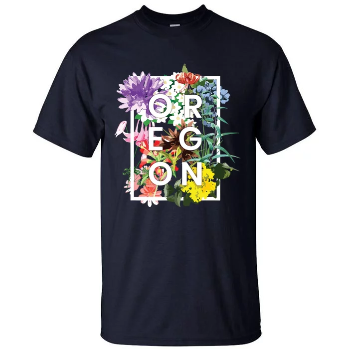 Flowers Of Oregon Word Art Oregonian Pride Tall T-Shirt