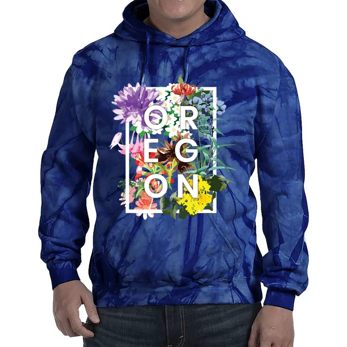 Flowers Of Oregon Word Art Oregonian Pride Tie Dye Hoodie