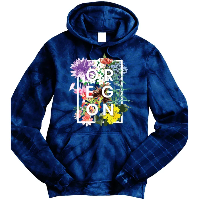 Flowers Of Oregon Word Art Oregonian Pride Tie Dye Hoodie