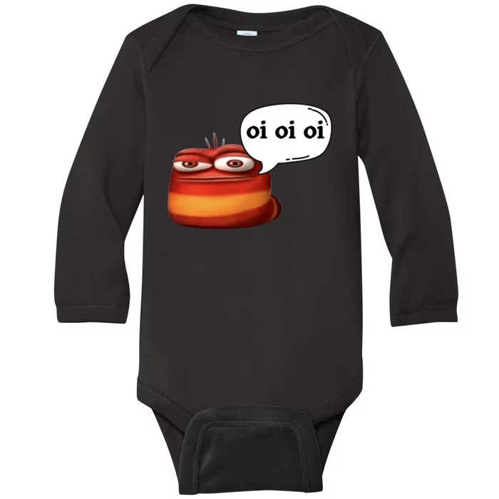 Funny Oi Oi Oi Red Worm Sarcastic Meme Baby Long Sleeve Bodysuit