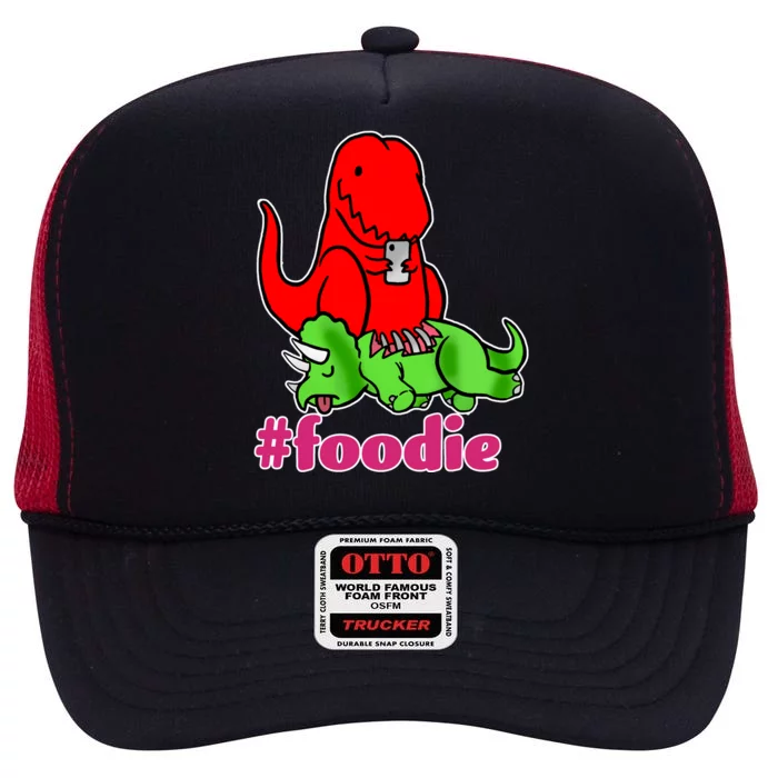 Foodie T-rex Food Selfie High Crown Mesh Trucker Hat