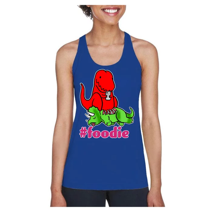 Foodie T-rex Food Selfie Women's Racerback Tank