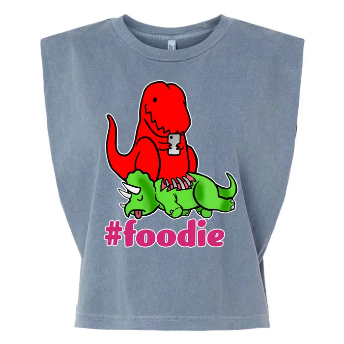 Foodie T-rex Food Selfie Garment-Dyed Women's Muscle Tee