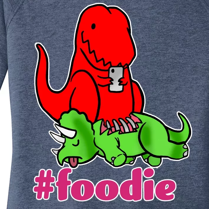 Foodie T-rex Food Selfie Women's Perfect Tri Tunic Long Sleeve Shirt